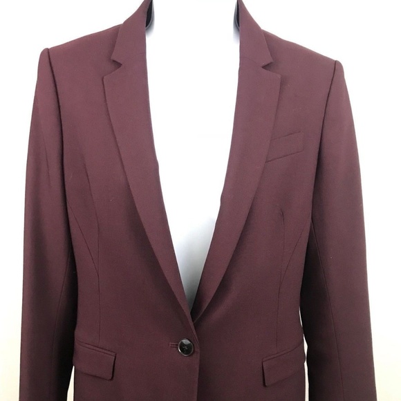 Theory Jackets & Blazers - Theory Dancey Fitted Wool Blazer Jacket Burgundy